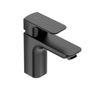 Liquid Red Valour Matt Black Basin Mixer (110mm)